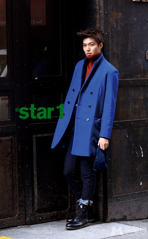 点击大图看下一张：李敏镐star1杂志 亮蓝色街头时尚画报(3)