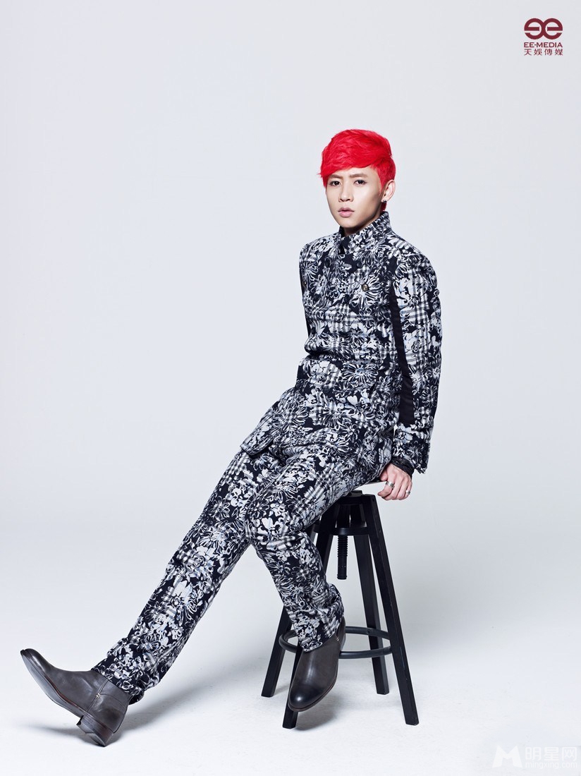 点击大图看下一张：魏晨全新宣传照 红发更显时尚魅力(4)