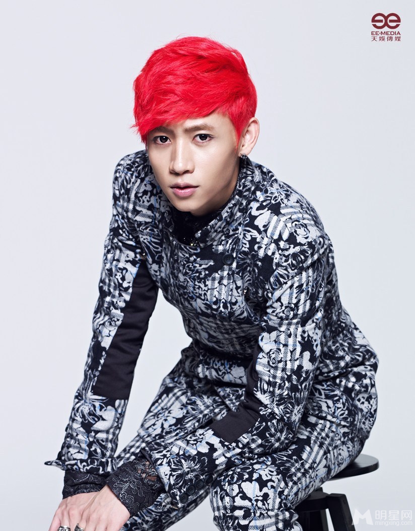 点击大图看下一张：魏晨全新宣传照 红发更显时尚魅力(5)