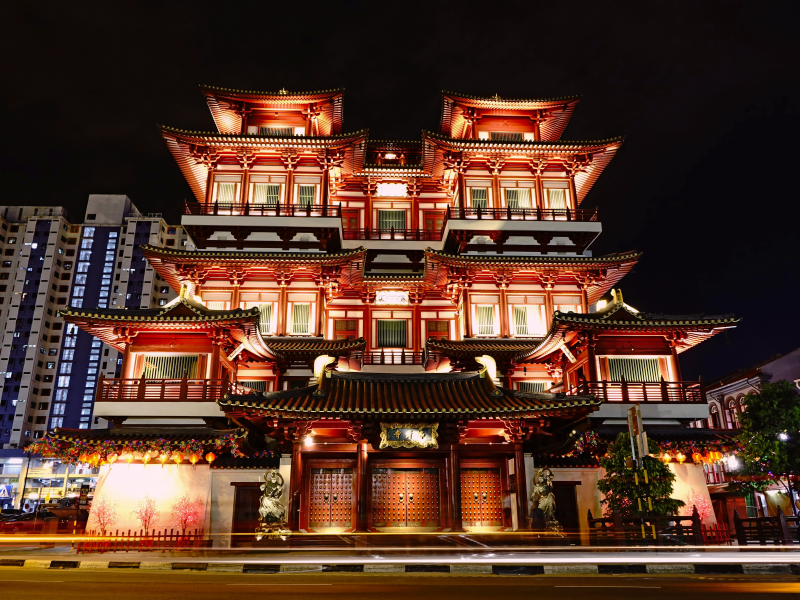 点击大图看下一张：新加坡佛牙寺建筑风景图片