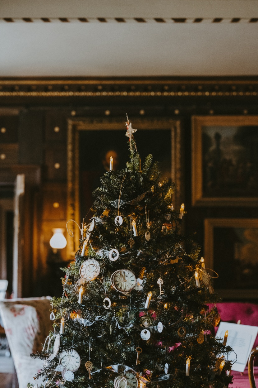 点击大图看下一张：挂着饰品的圣诞树图片