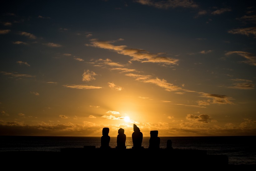 点击大图看下一张：太平洋复活岛石像风景图片