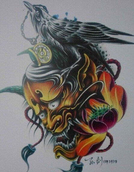 点击大图看下一张：好看的般若头像手稿图3