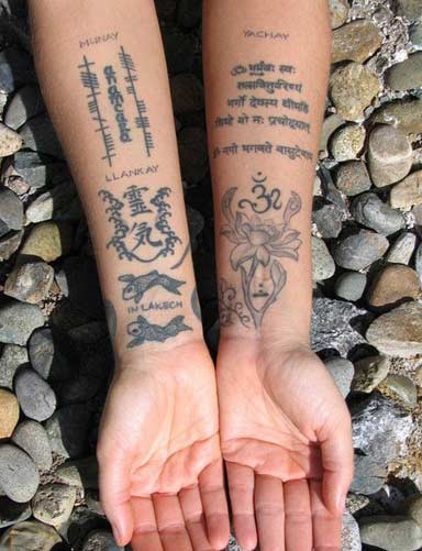 点击大图看下一张：时尚好看的神秘纹身 梵文纹身