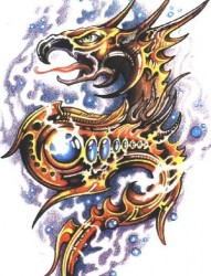 经典的中国龙纹身手稿