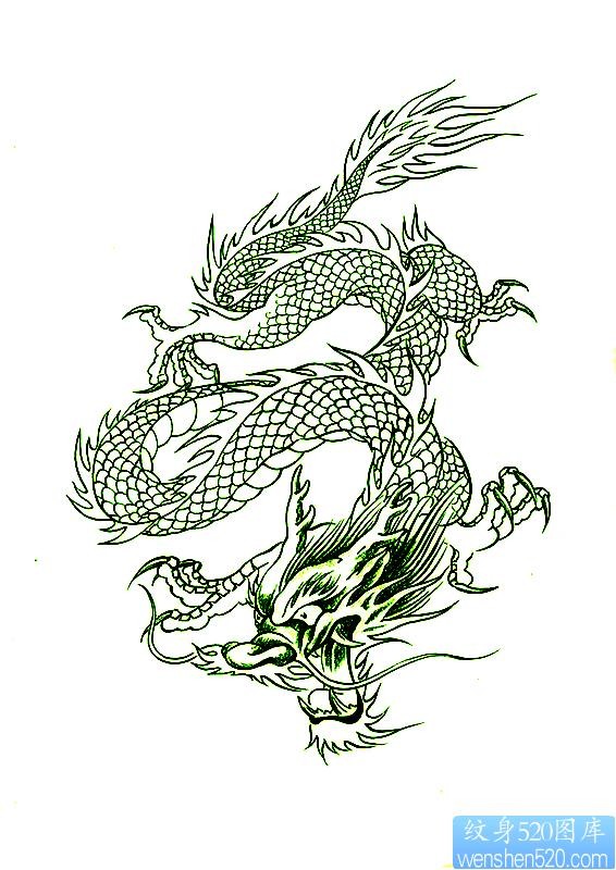点击大图看下一张：中国古代传说中的神龙纹身图案
