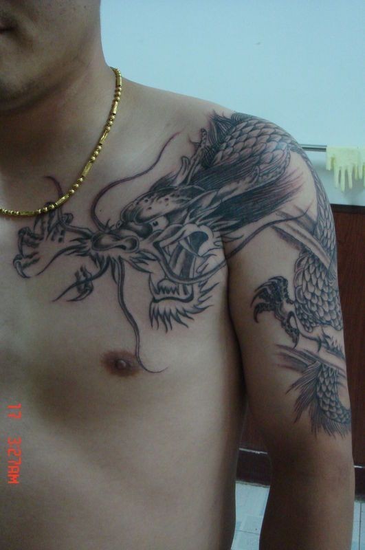点击大图看下一张：亚洲特色的半甲龙纹身图7