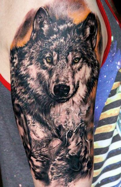 点击大图看下一张：手臂帅气的狼头纹身
