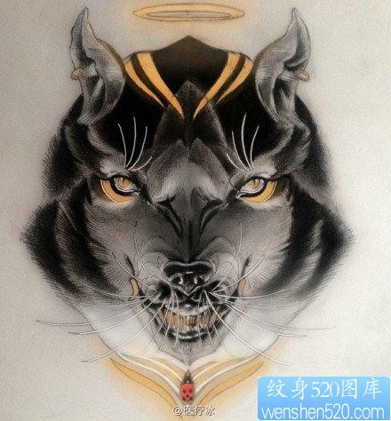 点击大图看下一张：超帅很酷的狼头纹身手稿