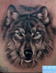 一款胸口狼头纹身图案