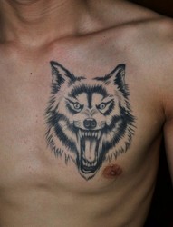 咆哮霸气的狼头纹身