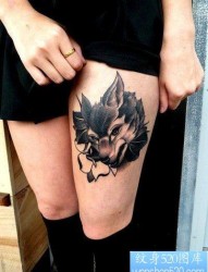 纹身520图库推荐一幅女人狼头纹身图片