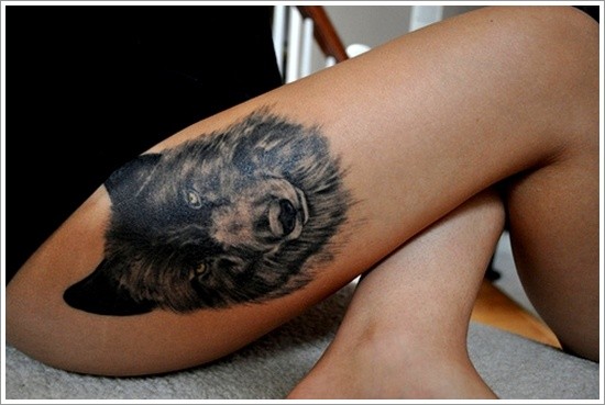 点击大图看下一张：狼头纹身图案受到很多比较有思想的人的青睐图5