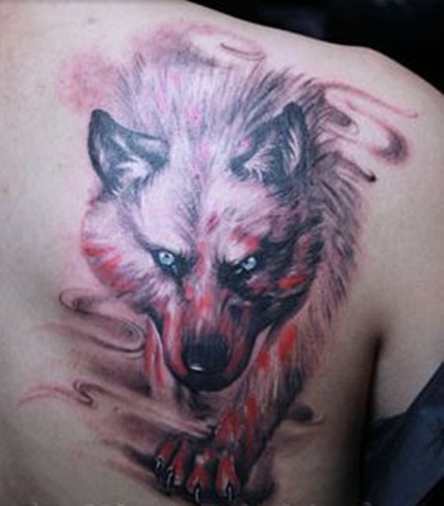 点击大图看下一张：咆哮霸气的狼头纹身图5