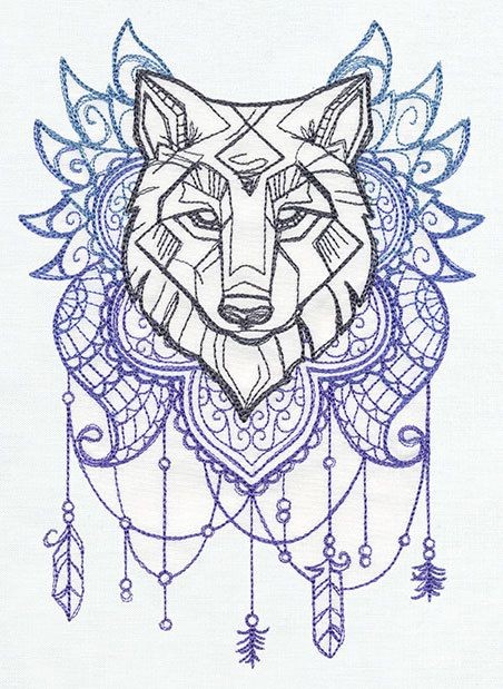 点击大图看下一张：一张狼头纹身手稿