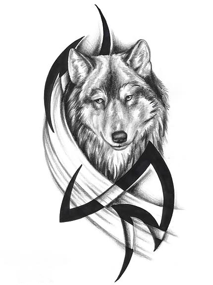 点击大图看下一张：帅气的狼头和时尚的图腾纹身手稿图3