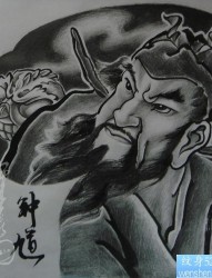 浙江纹身手稿推荐之半胛钟馗纹身手稿图片作品系列