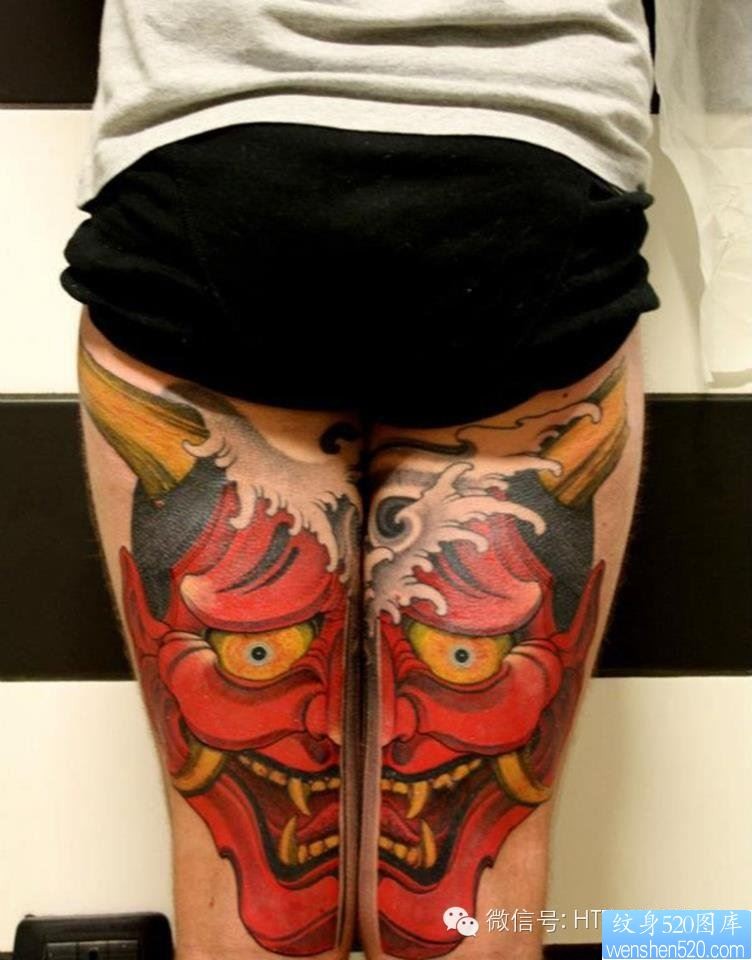 点击大图看下一张：女性个性腿部般若纹身图案