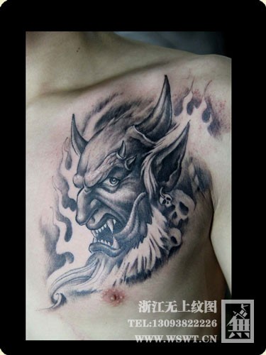 点击大图看下一张:般若纹身/能面纹身/魔鬼纹身/骷髅头纹身图9