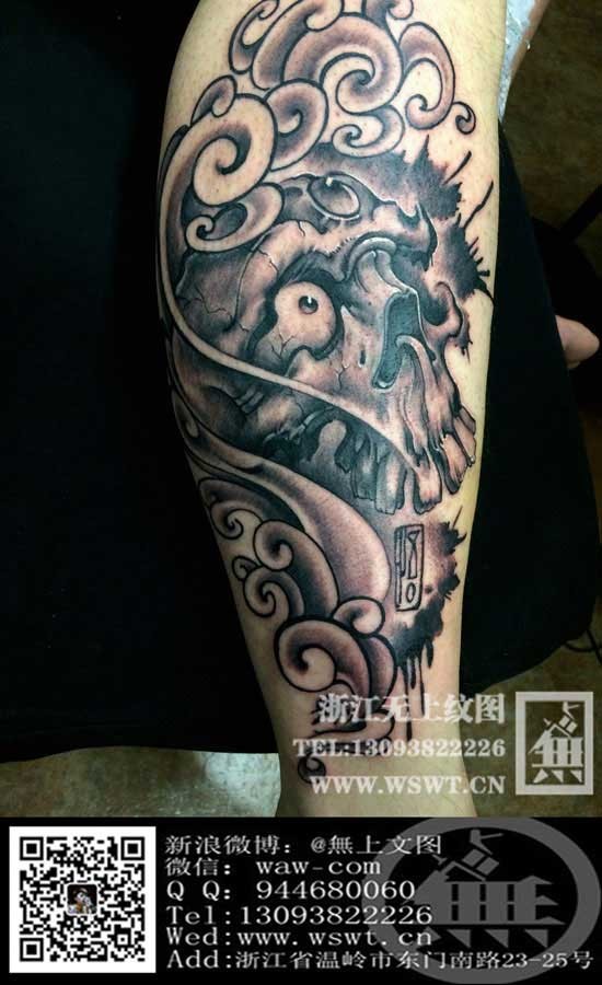 点击大图看下一张：般若纹身/能面纹身/魔鬼纹身/骷髅头纹身图36
