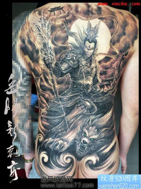 点击大图看下一张：超酷的满背二郎神杨戬纹身图片