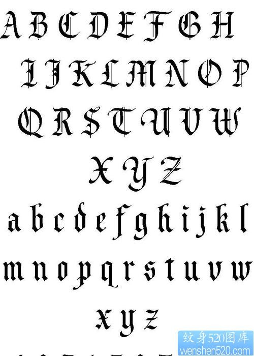 点击大图看下一张：歌特字母数字纹身图片图案