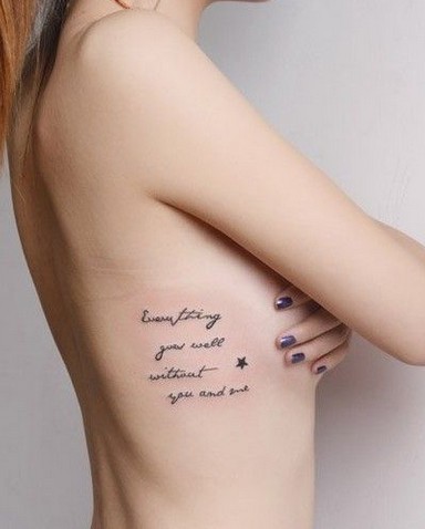 点击大图看下一张:美女肋部性感清新的英文刺青图8