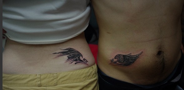 点击大图看下一张：情侣纹身图案 小翅膀