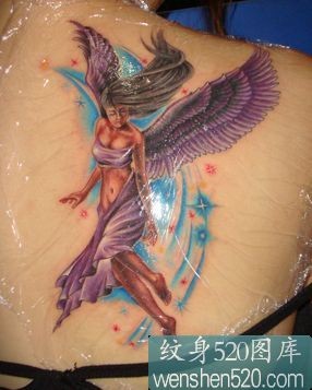 点击大图看下一张：后背紫色长翅膀的女天使