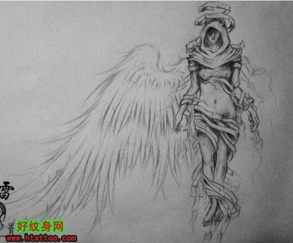 点击大图看下一张:一个大师的折翼天使画稿
