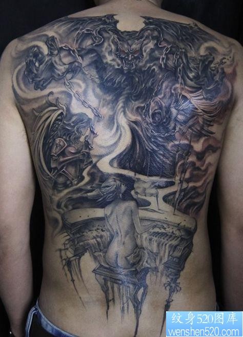 点击大图看下一张：超酷超帅的满背恶魔天使纹身图片