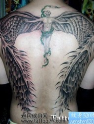 超酷的背部天使翅膀纹身图片