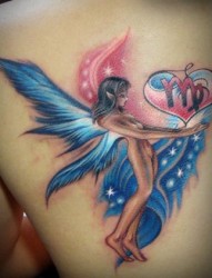 肩部彩色天使精灵翅膀纹身图片纹身图案