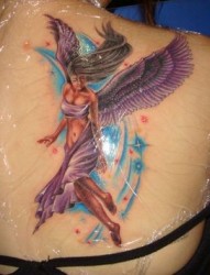 肩部华丽彩色天使翅膀纹身图片纹身图案
