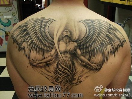 点击大图看下一张：流行经典的守护天使纹身图片