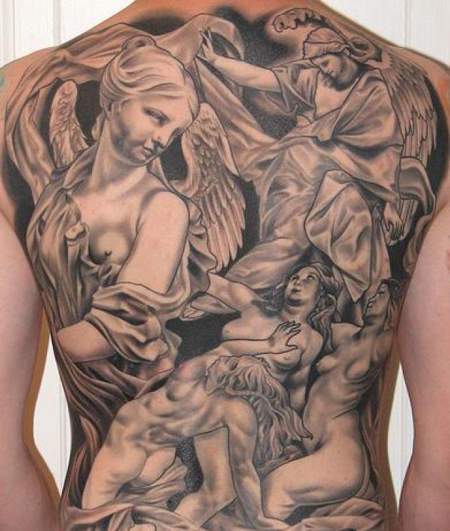 点击大图看下一张：满背霸气的天使纹身图2