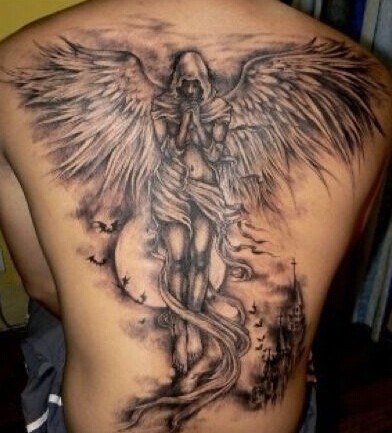 点击大图看下一张：大气的天使满背纹身图4