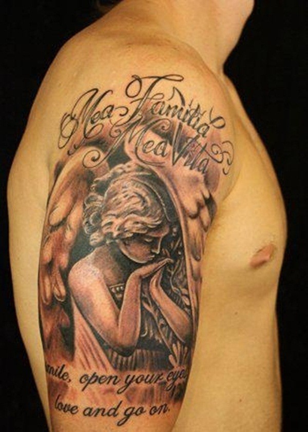 点击大图看下一张：手臂上个性的天使纹身