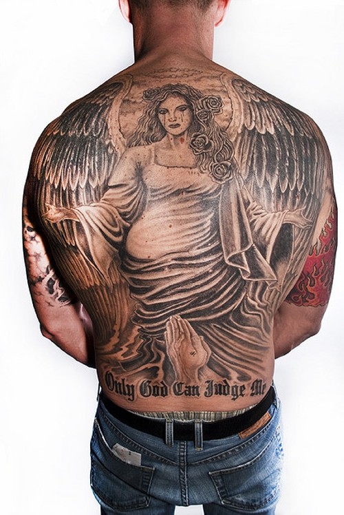 点击大图看下一张：个性十足的满背天使纹身图3