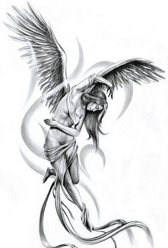 点击大图看下一张：漂亮唯美的天使纹身手稿图10