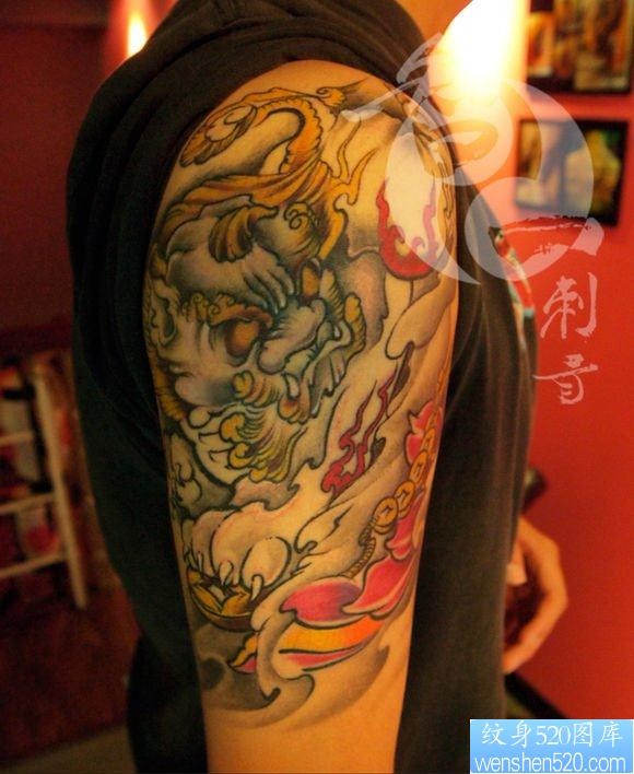 点击大图看下一张:男生手臂很酷的一张貔貅纹身图片