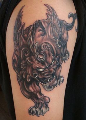 点击大图看下一张：手臂招财神兽貔貅纹身图片纹身图案