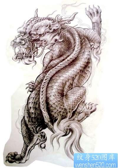 点击大图看下一张：《天书》经典的麒麟纹身图案