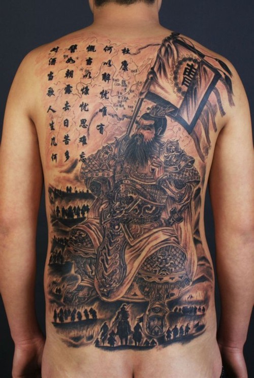 点击大图看下一张：满背三国人物纹身