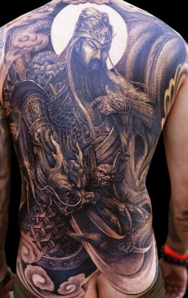 点击大图看下一张：经典帅气的关公纹身图2