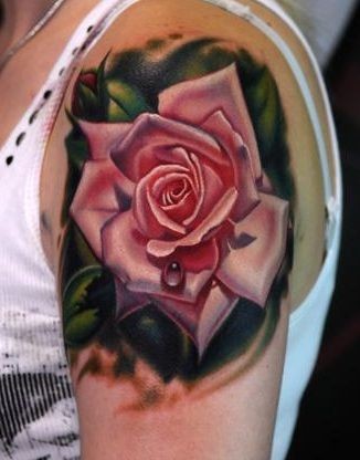 点击大图看下一张：手臂看的绚丽的玫瑰纹身