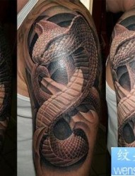 手臂3D蛇纹身图案