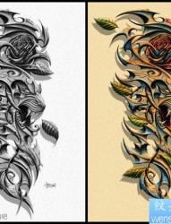 很酷时尚的一幅欧美3D纹身手稿