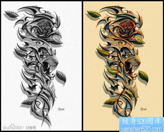 点击大图看下一张：很酷时尚的一幅欧美3D纹身手稿