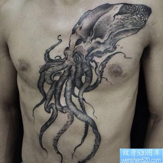 点击大图看下一张：3D纹身章鱼纹身图案